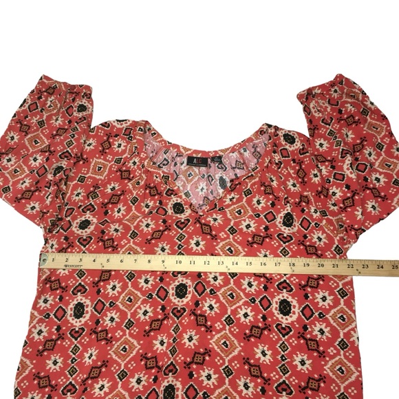 ALC Orange Black Geometric Lightweight Rayon Top - Women’s XL - Picture 3 of 11